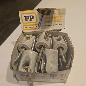 VTG Mighty Midget LD Porcelain Wire Holder Lag Screw Insulator 1933-10 (10pcs)